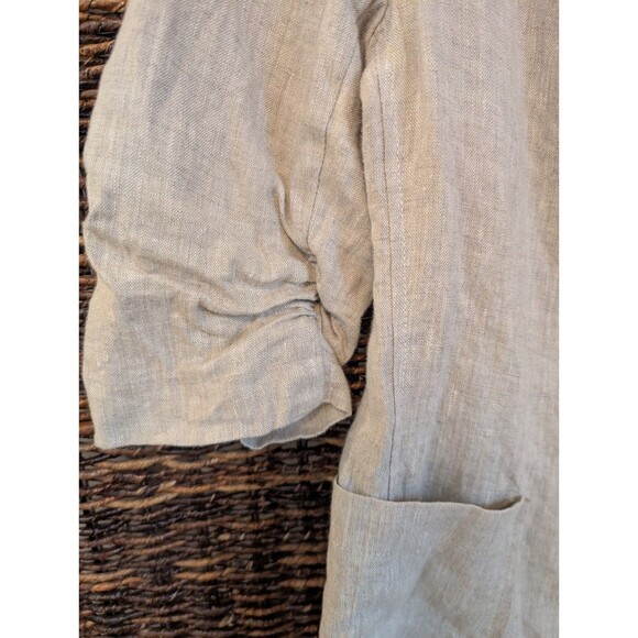 Karen Kane 100% Linen One Button Blazer Jacket Women Large Ruffles 3/4 Sleeves - Picture 2 of 8